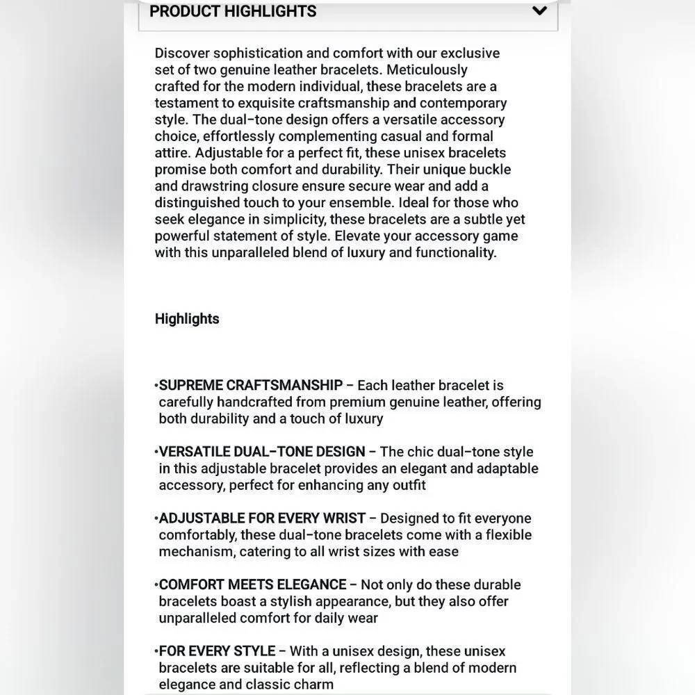 Black Genuine Leather and Dualtone Adjustable Bracelets - Picture 14 of 16